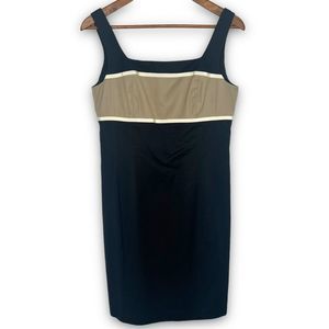Ann Taylor Women's Black Tan Colorblock Square Neck Tank Bodycon Dress‎ Size 8